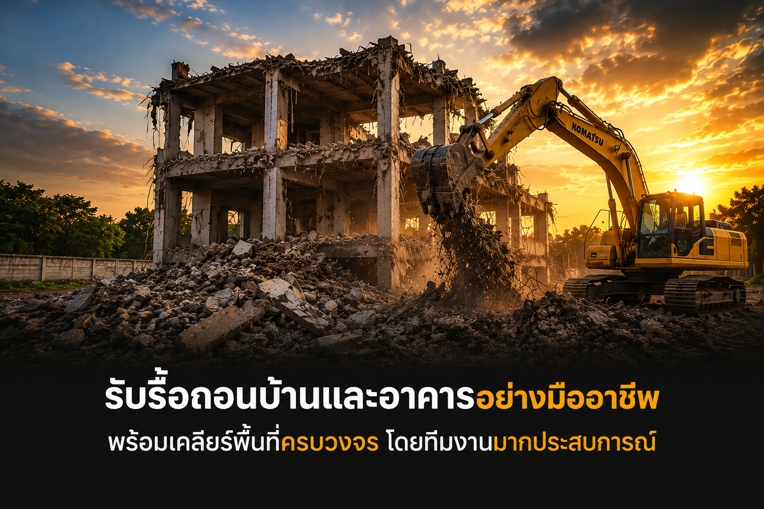 รับรื้อถอนบ้านและอาคารอย่างมืออาชีพ พร้อมเคลียร์พื้นที่ครบวงจร โดยทีมงานมากประสบการณ์